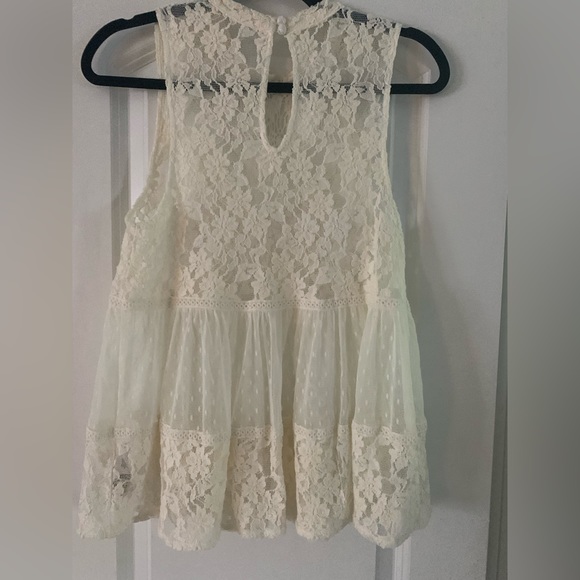 Free People Ivory Sleeveless Lace Top Sz XS - Picture 2 of 8